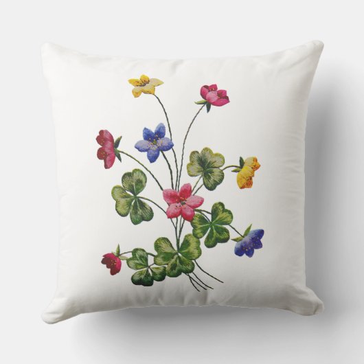 カラフルなWoodsorrelののどによって刺繍される枕 クッション (裏面)