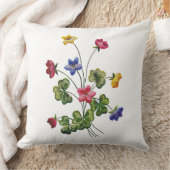 カラフルなWoodsorrelののどによって刺繍される枕 クッション (ブランケット)