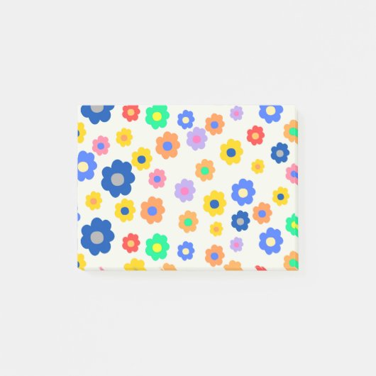 カラフルなY2K小さな花の遊び心あふれるパターン ポストイット (正面)