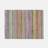 カラフルによって絵を描かれる風化させた木 ドアマット (正面)