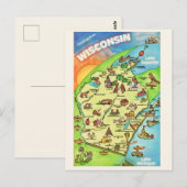 カラフルにイラストされたウィスコンシン州のポストカード ポストカード (正面/裏面)