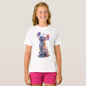 カラフルにペイントされたハイエナの子供 キッズ Tシャツ (正面フル)