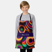 カラフルねじ半円レインボーパターン エプロン (着用した状態)