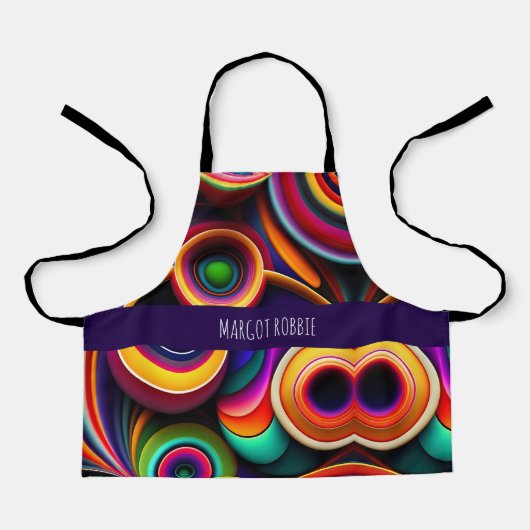 カラフルねじ半円レインボーパターン エプロン (正面)