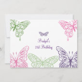 カラフルのなびく蝶第21誕生日 招待状 (裏面)