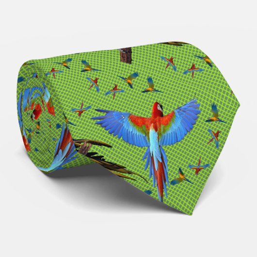 カラフルのオウムの深紅の青および金ゴールドのコンゴウインコ ネクタイ (ロール)