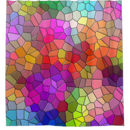 カラフルのステンドグラスパターン シャワーカーテン