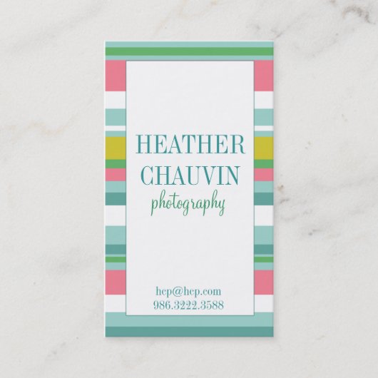 カラフルのストライプでシンプルな名刺 名刺 (正面)