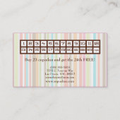 カラフルのストライプなコップのケーキのベーカリーの名刺 ロイヤリティカード (裏面)