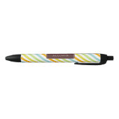 カラフルのストライプなパターン 黒ボールペン (ボトム)