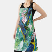 カラフルのパロトとエキゾチックな花 エプロン (インサイチュ)