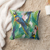カラフルのパロトとエキゾチックな花 クッション (ブランケット)
