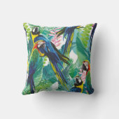 カラフルのパロトとエキゾチックな花 クッション (裏面)