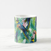 カラフルのパロトとエキゾチックな花 コーヒーマグカップ (中央)