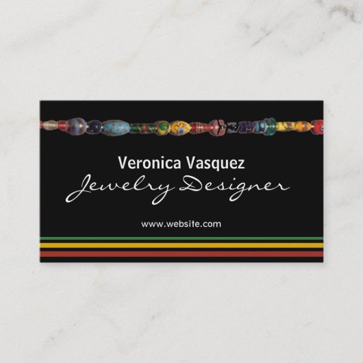 カラフルのビーズのジュエリーの名刺 名刺 (正面)