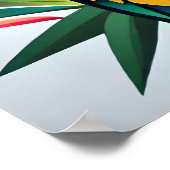 カラフルのベッドに止まるオウム ポスター (角)