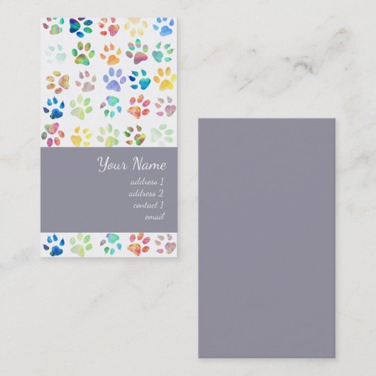 カラフルのペットの手の印刷パターン 名刺 (正面/裏面)