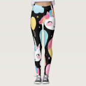 カラフルのユニコーン虹の風船のパターン レギンス (正面)