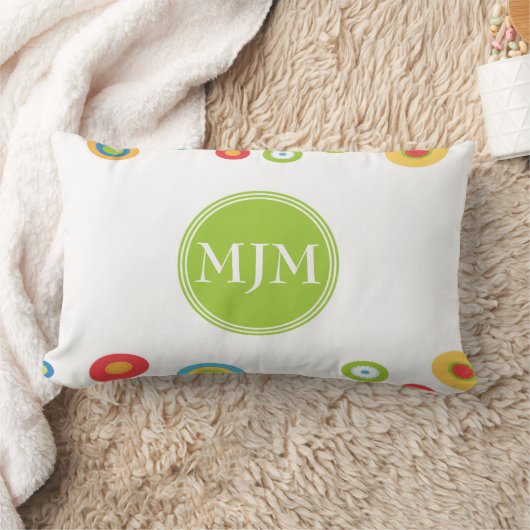 カラフルの円のモノグラムのLumbarの枕 ランバークッション (ブランケット)