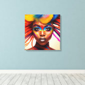 カラフルの化粧と羽毛を持った人 キャンバスプリント (インサイチュ (ウッドフロア))