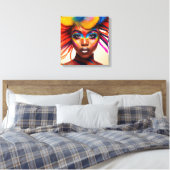 カラフルの化粧と羽毛を持った人 キャンバスプリント (インサイチュ (寝室))