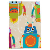 カラフルの子供のロボット ミディアムペーパーバッグ (裏面)