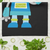 カラフルの子供の青のロボット キッチンタオル (折り畳み)