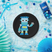 カラフルの子供の青のロボット ペーパープレート (パーティー)