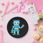 カラフルの子供の青のロボット ペーパープレート (パーティー)