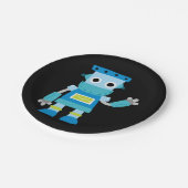 カラフルの子供の青のロボット ペーパープレート (アングル)