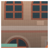 カラフルの家パターン ファブリック (クローズアップ)