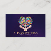 カラフルの手救済ハートツリーモザイク 名刺 (正面)