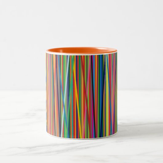 カラフルの抽象芸術のストライブ柄のデザイン ツートーンマグカップ (中央)