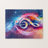 カラフルの抽象芸術の背景に表示される音楽ノート ジグソーパズル (横)