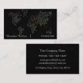 カラフルの斑点の世界地図大陸 名刺 (正面/裏面)