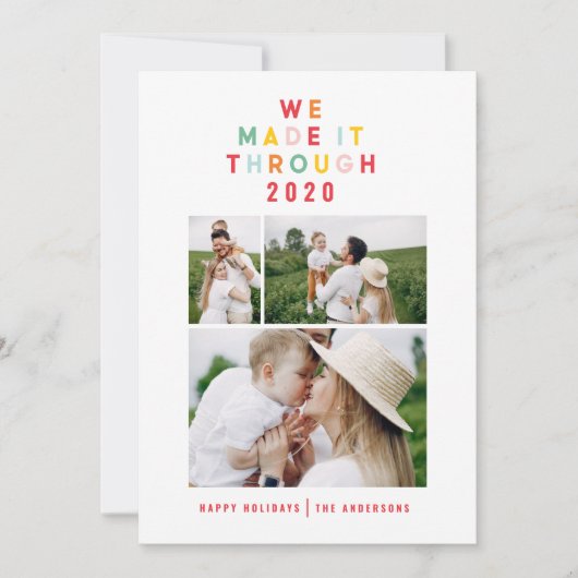 カラフルの明るい写真のコラージュモダンクリスマス シーズンカード (正面)