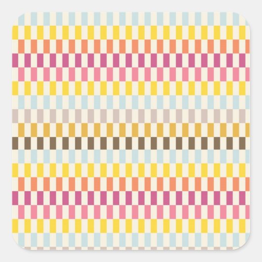 カラフルの正方形のタイルの青い黄橙色のピンク スクエアシール (正面)
