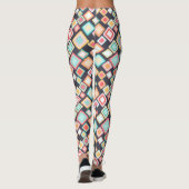 カラフルの正方形のレトロパターン レギンス (裏面)