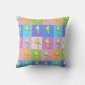 カラフルの正方形パターンクッションのインコ クッション (裏面)