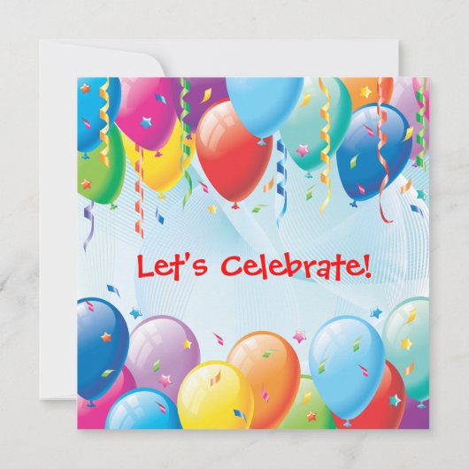 カラフルの気球の誕生日のパーティの招待状 招待状 (裏面)