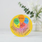 カラフルの気球の誕生日のパーティの招待状 招待状 (スタンド正面)