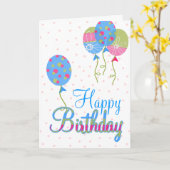 カラフルの気球の誕生日の挨拶状 カード (黄色い花)