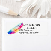 カラフルの水彩の羽のカスタム芸術 ラベル (インサイチュ)