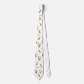 カラフルの水色のウグイスの包装紙 ネクタイ (正面)