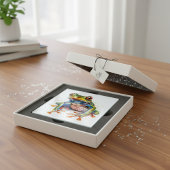 カラフルの水色のカエル ガラスコースター