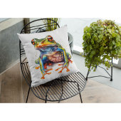 カラフルの水色のカエル クッション