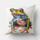 カラフルの水色のカエル クッション (正面)