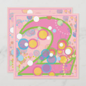 カラフルの泡第2誕生日のパーティの招待状 招待状 (正面/裏面)