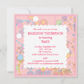 カラフルの泡第2誕生日のパーティの招待状 招待状 (裏面)