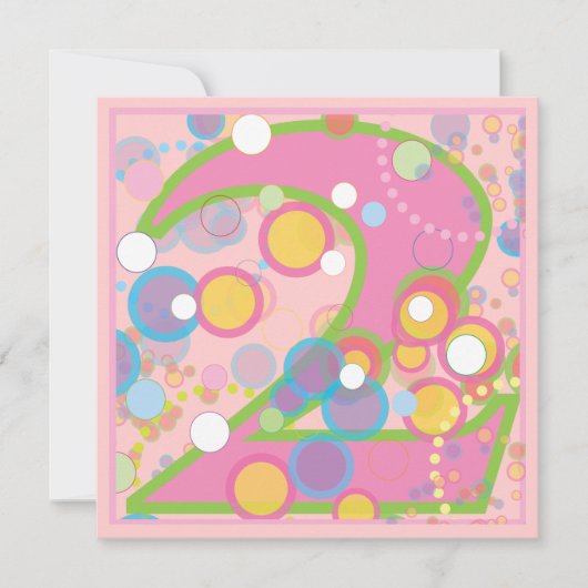 カラフルの泡第2誕生日のパーティの招待状 招待状 (正面)